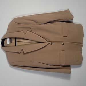 Vintage Wool Cashmere Women Pea Coat Size S/M Tan Old Money Classic Lined